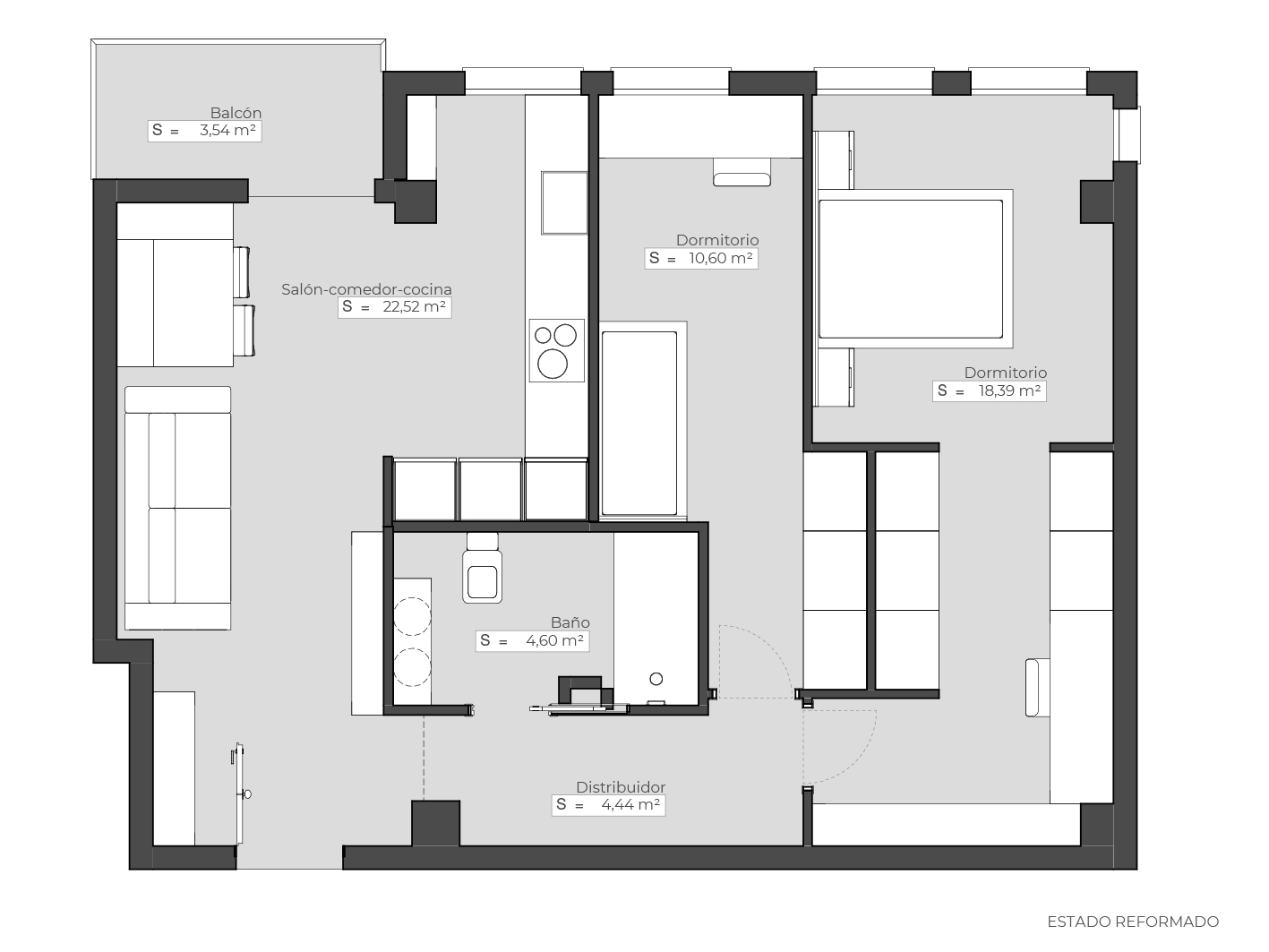 Plano distribución reformado esvibar arquitectes reforma integral piso